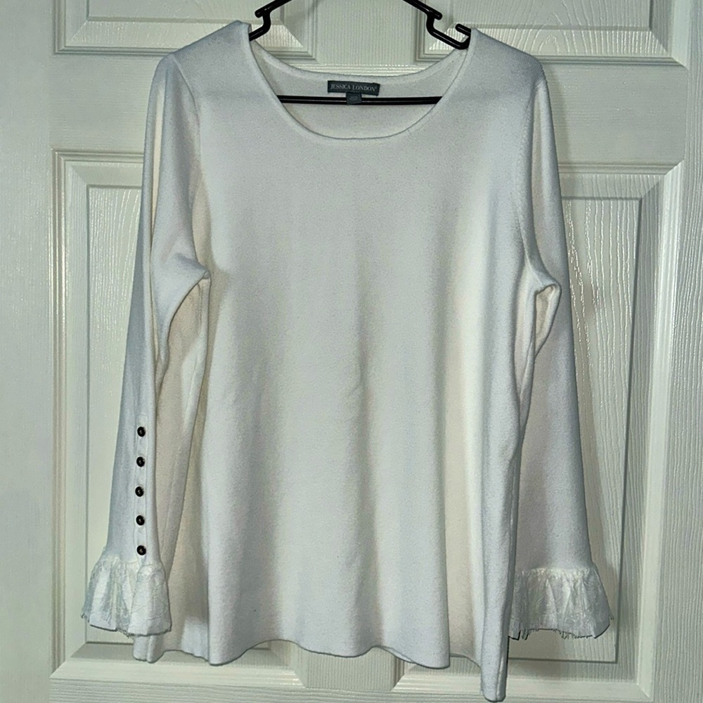 Jessica London White crew neck sweater Sz 18/20